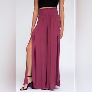 Rewash Wide Leg Border Wrap Pants Size M Flowy Vacation BOHO Smocked NEW